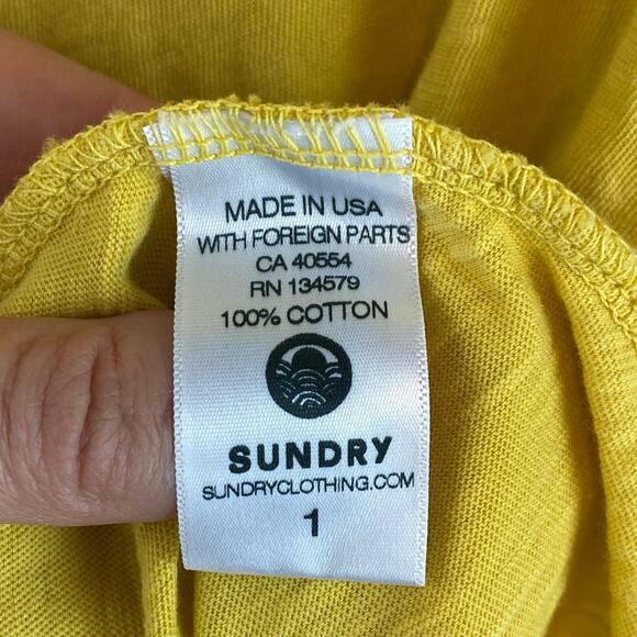 Sundry Yellow Graphic "Take A Trip" Tie Back Short Sleeve T-Shirt Size 1/Small - Picture 8 of 12